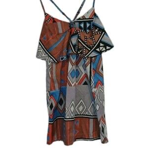 Billabong Skater Sun Dress Sz S Beachy Cali Coastal Indie Strappy Boho Batik